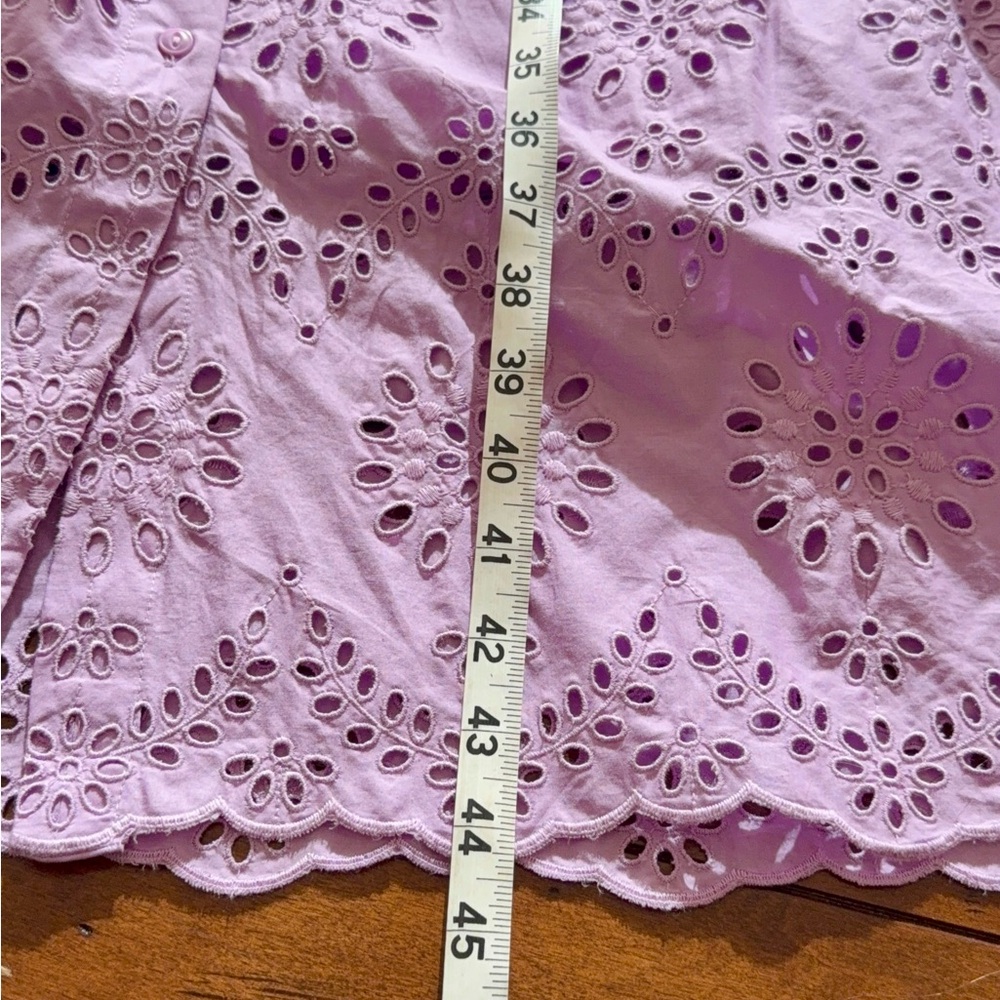 Talbots Lavender Eyelet Long Sleeve Dress - Picture 3 of 6